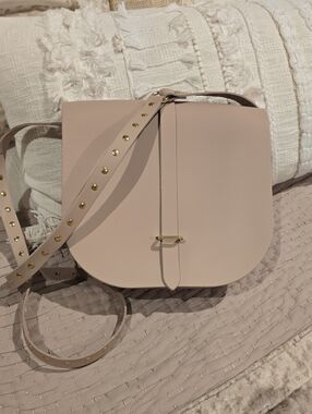 The Cambridge Satchel Company Blush Pink Saddle Crossbody with Gold Studs
